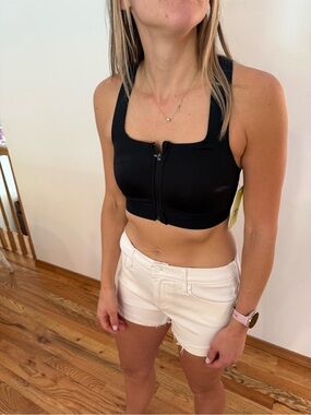all in motion Black Front-Zip Sports Bra